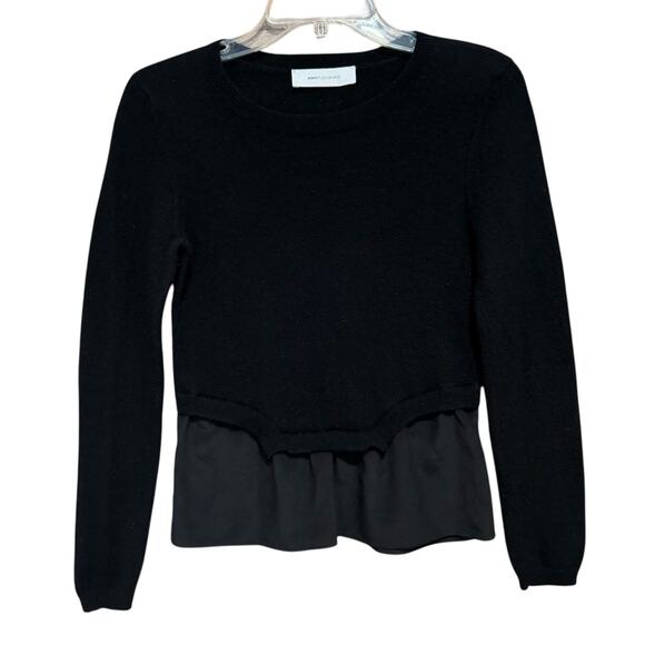 Ash Studio Paris Cashmere And Silk Skirted Crew Neck Sweater Black Sz S Minimal - Picture 1 of 11